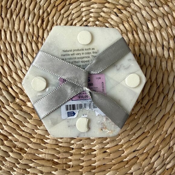 Beekman Home Hexagonal Marble Coaster Set - Picture 5 of 5
